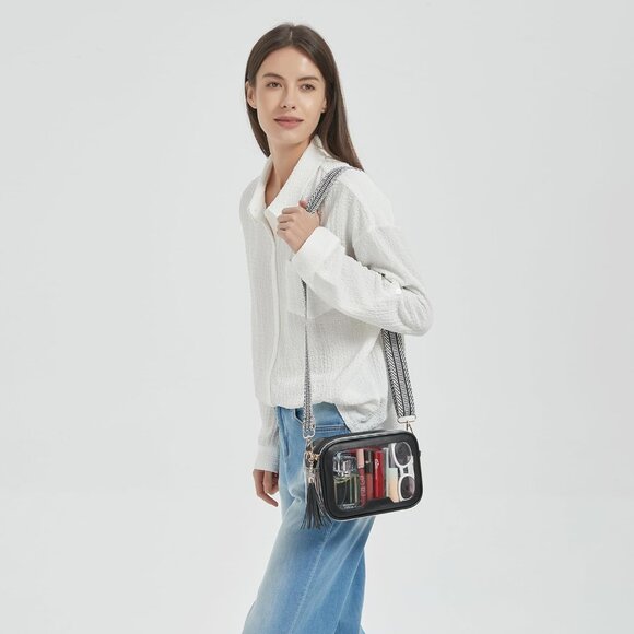 Waterproof Clear Crossbody Bag with Roomy Design - Essential for Stadium Events - Picture 5 of 6